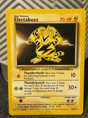 Pokemon Electabuzz, Vintage Card, 1999, 96, 98, Collectible, Fan Favorite